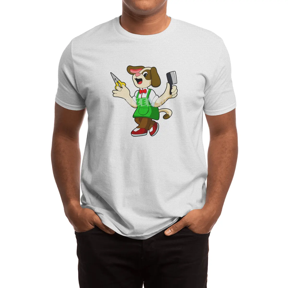 Dog as Hairdresser with Scissors & Comb Spor T-Shirt