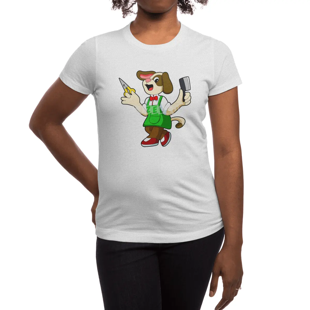 Dog as Hairdresser with Scissors & Comb Spor T-Shirt