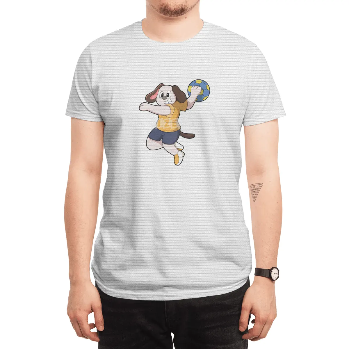 Dog as Handball player with Handball Spor T-Shirt