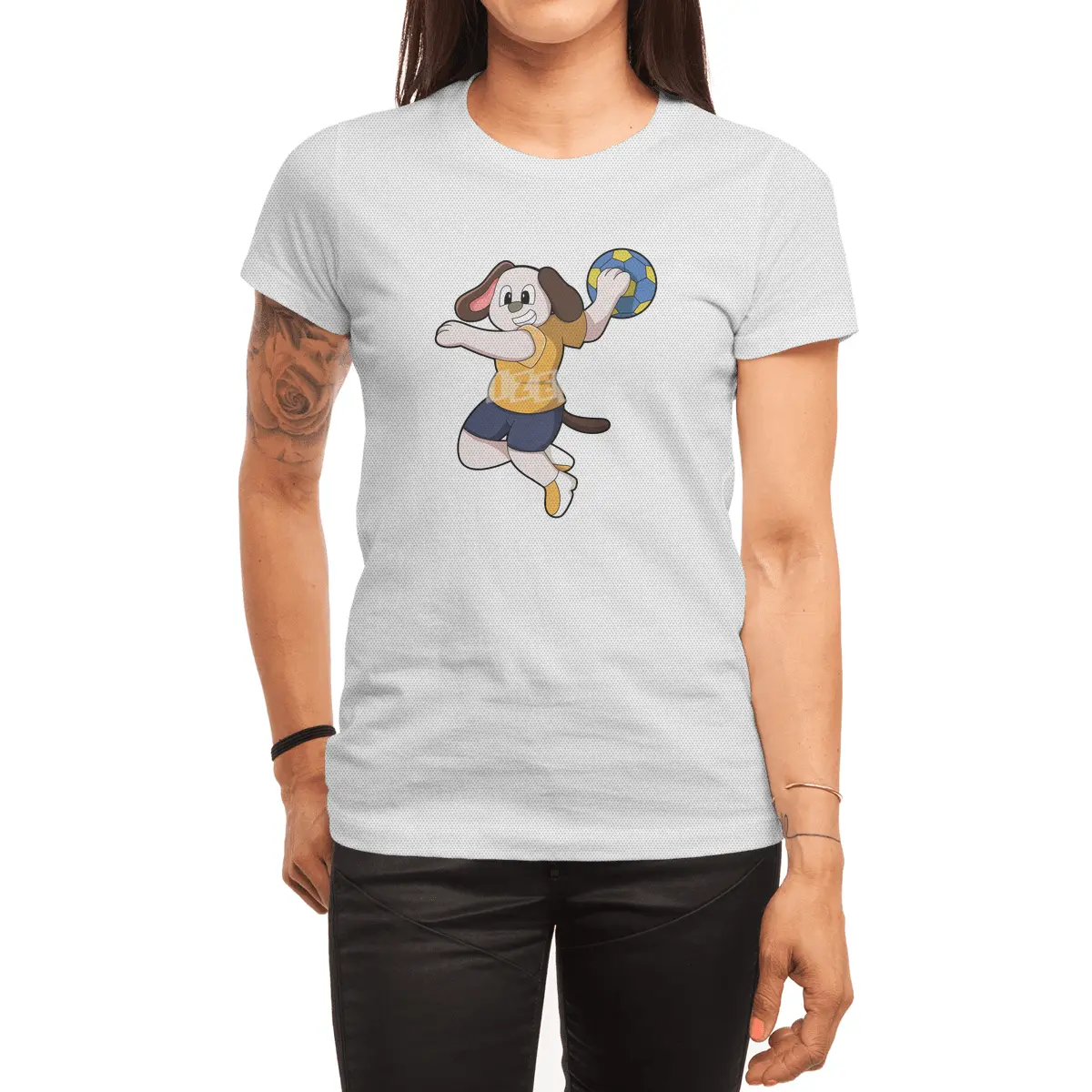 Dog as Handball player with Handball Spor T-Shirt