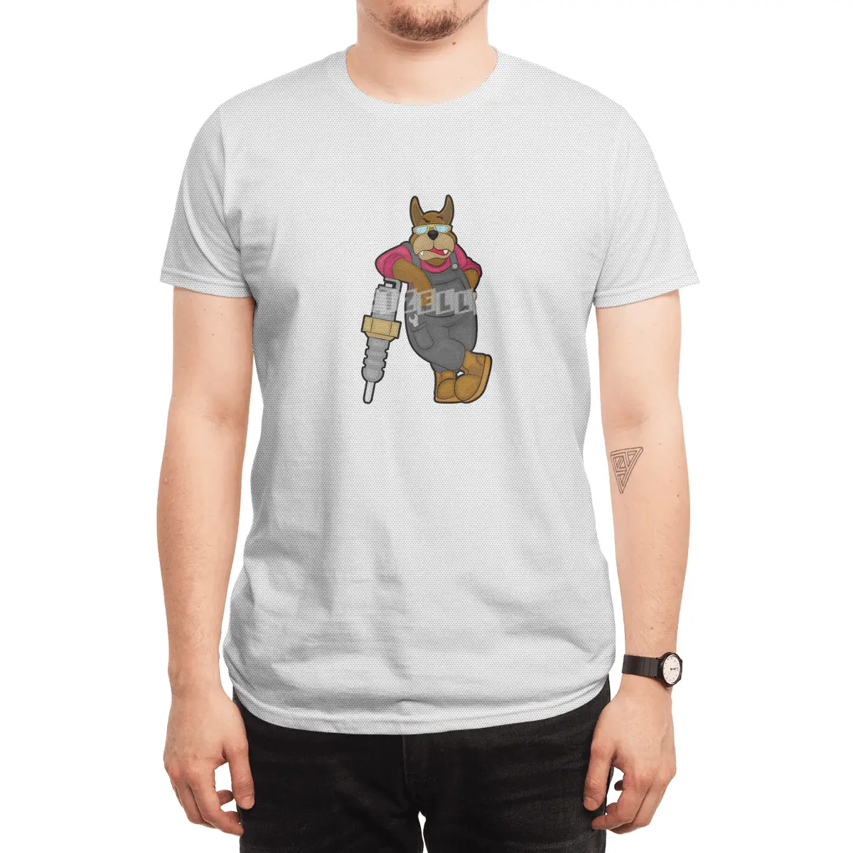 Dog as Mechanic with Spark plug Spor T-Shirt