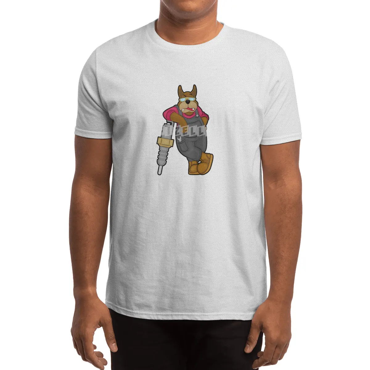 Dog as Mechanic with Spark plug Spor T-Shirt