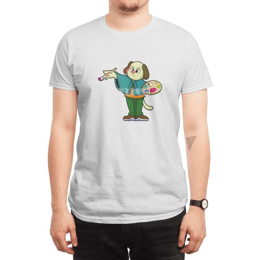 Dog as Painter with Brush & Paint Spor T-Shirt
