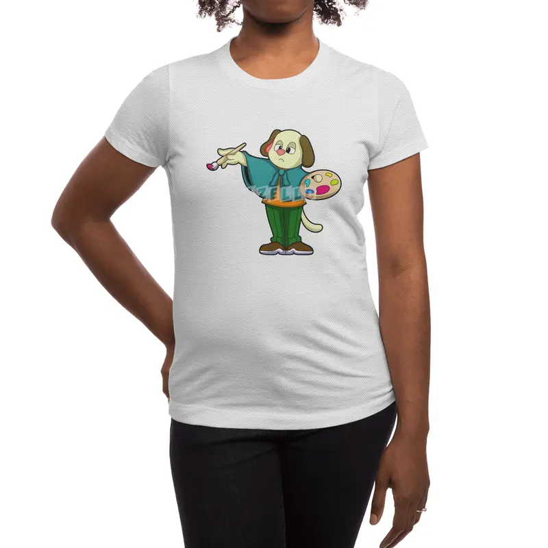 Dog as Painter with Brush & Paint Spor T-Shirt