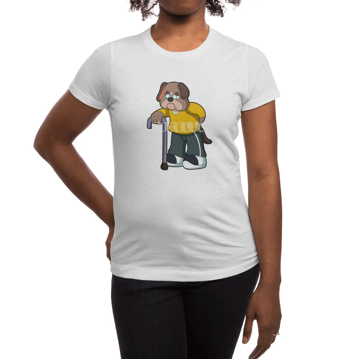 Dog as Pensioner with Walking aid Spor T-Shirt