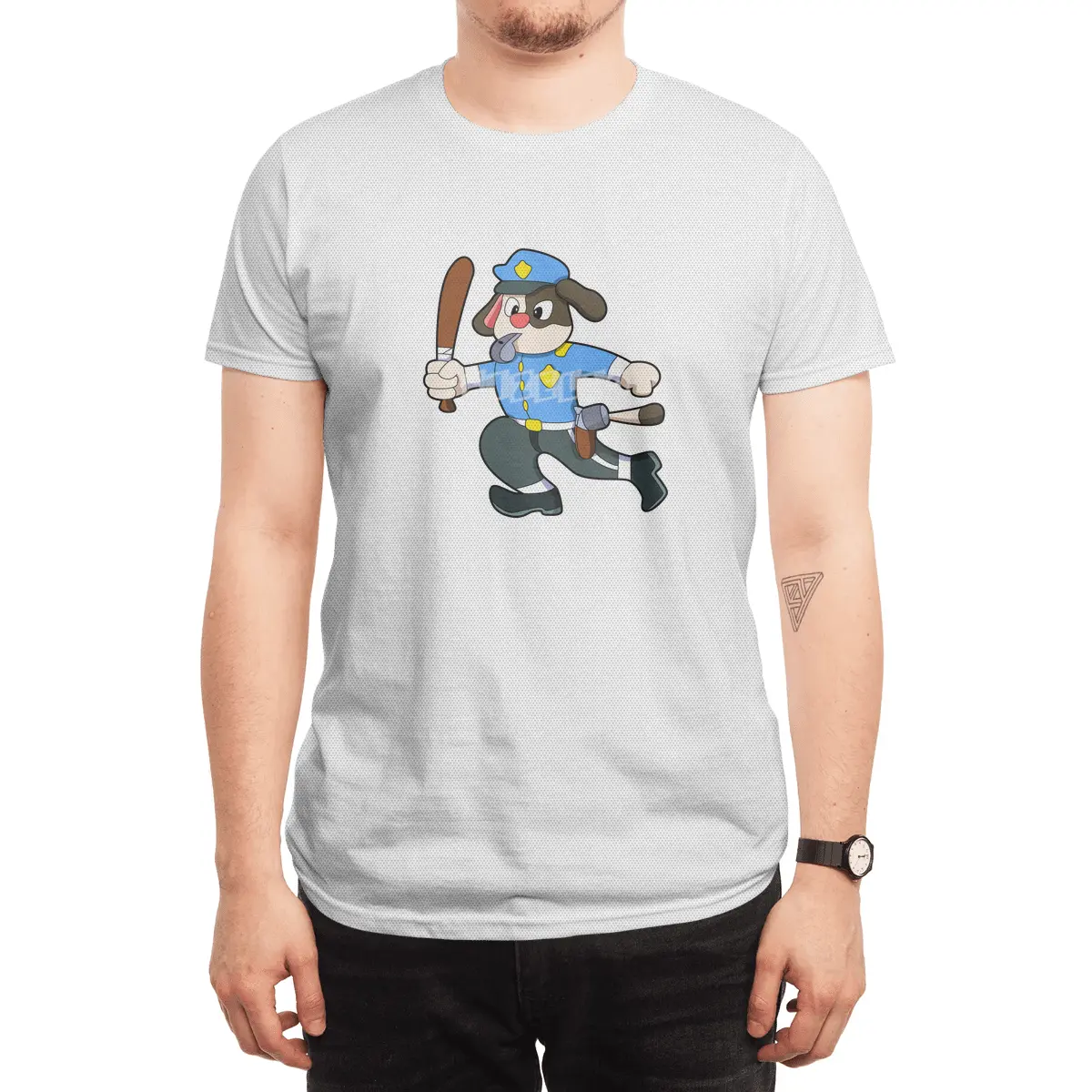 Dog as Police officer with Baton - Police Spor T-Shirt