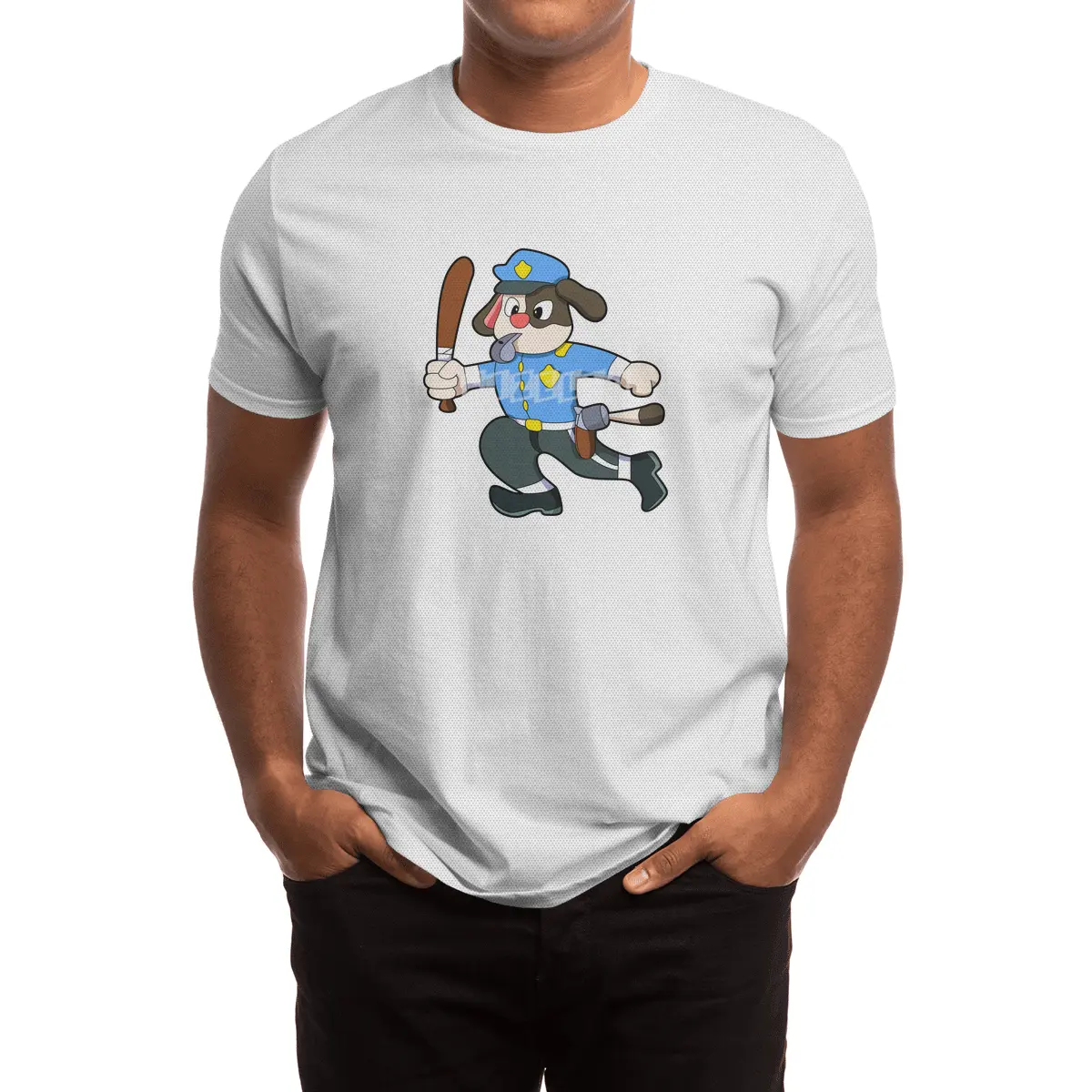 Dog as Police officer with Baton - Police Spor T-Shirt