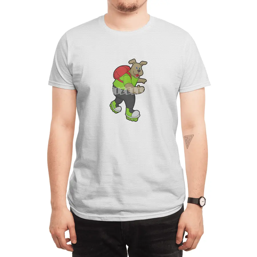 Dog as Skater with Inline skates & Backpack Spor T-Shirt