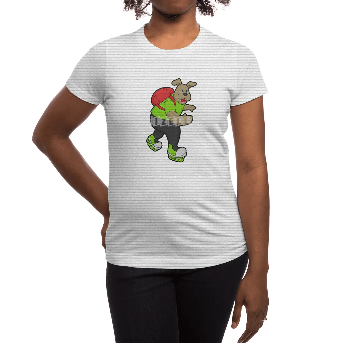 Dog as Skater with Inline skates & Backpack Spor T-Shirt