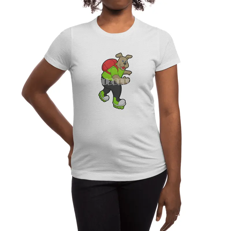 Dog as Skater with Inline skates & Backpack Spor T-Shirt