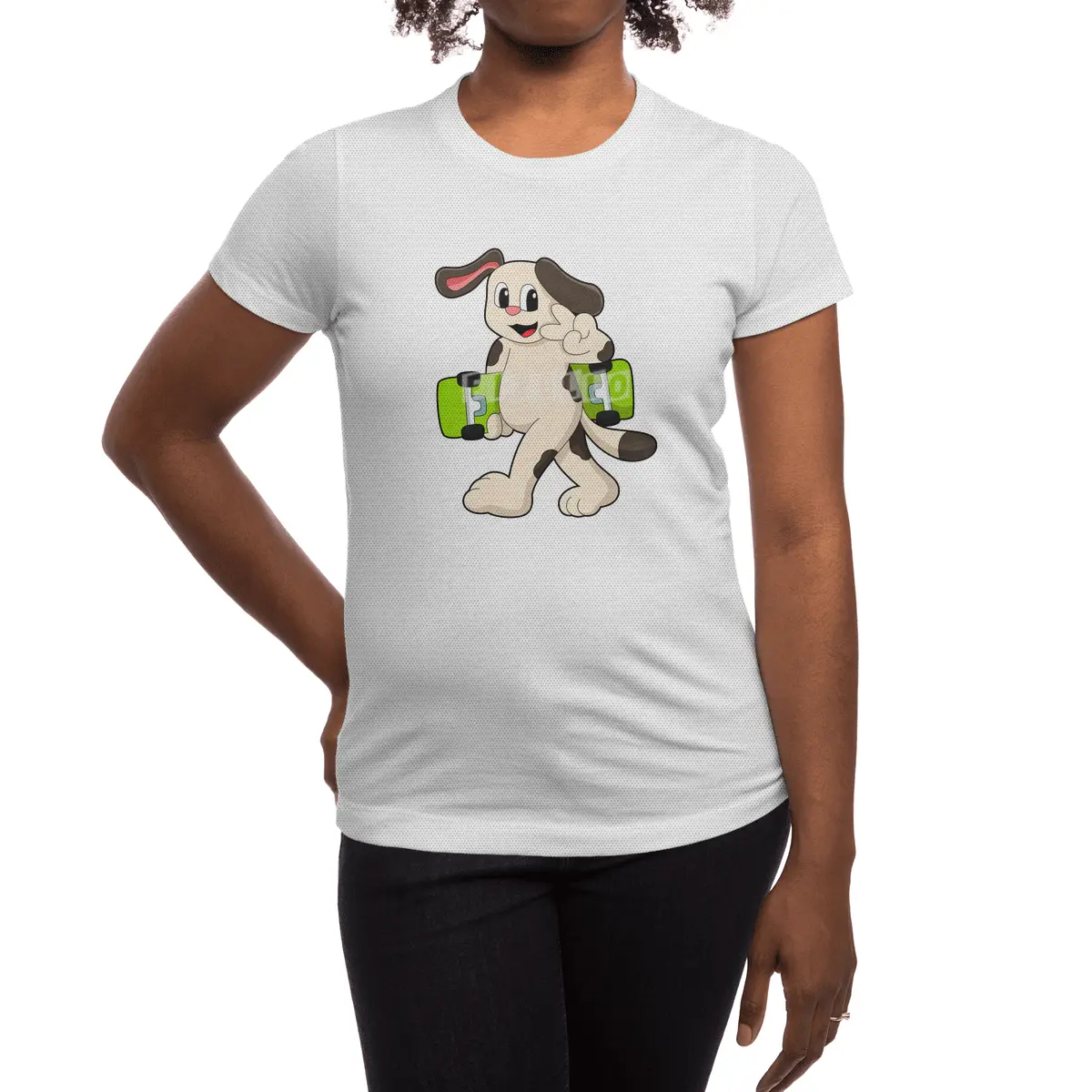 Dog as Skater with Skateboard Spor T-Shirt