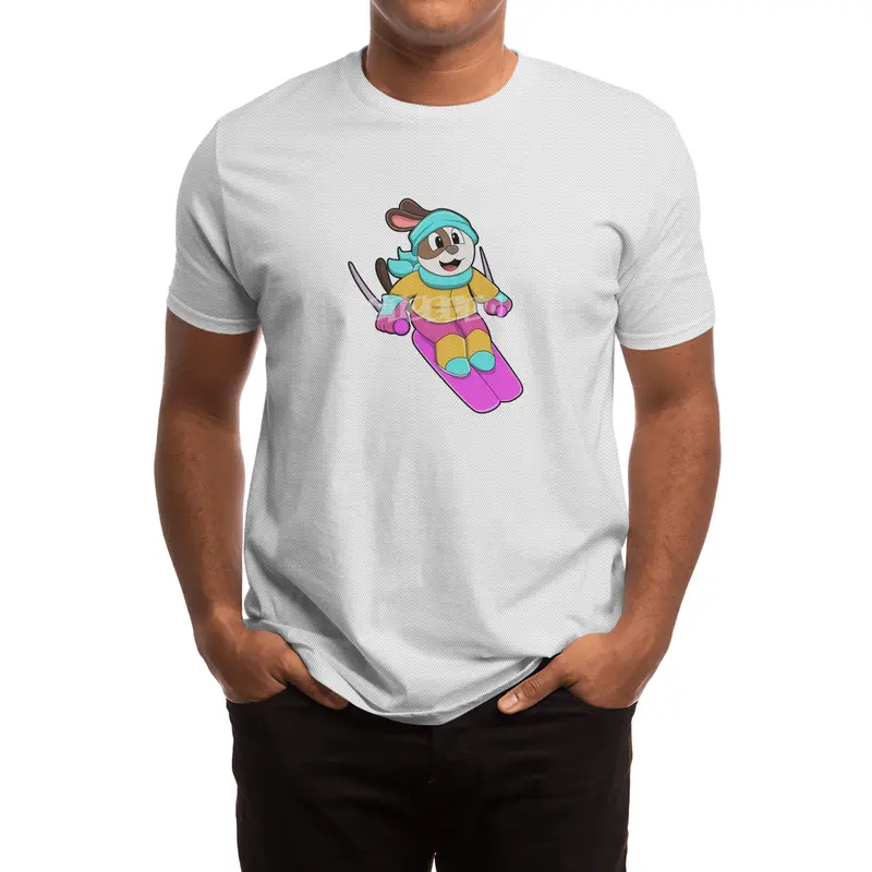 Dog as Skier with Ski & Scarf Spor T-Shirt