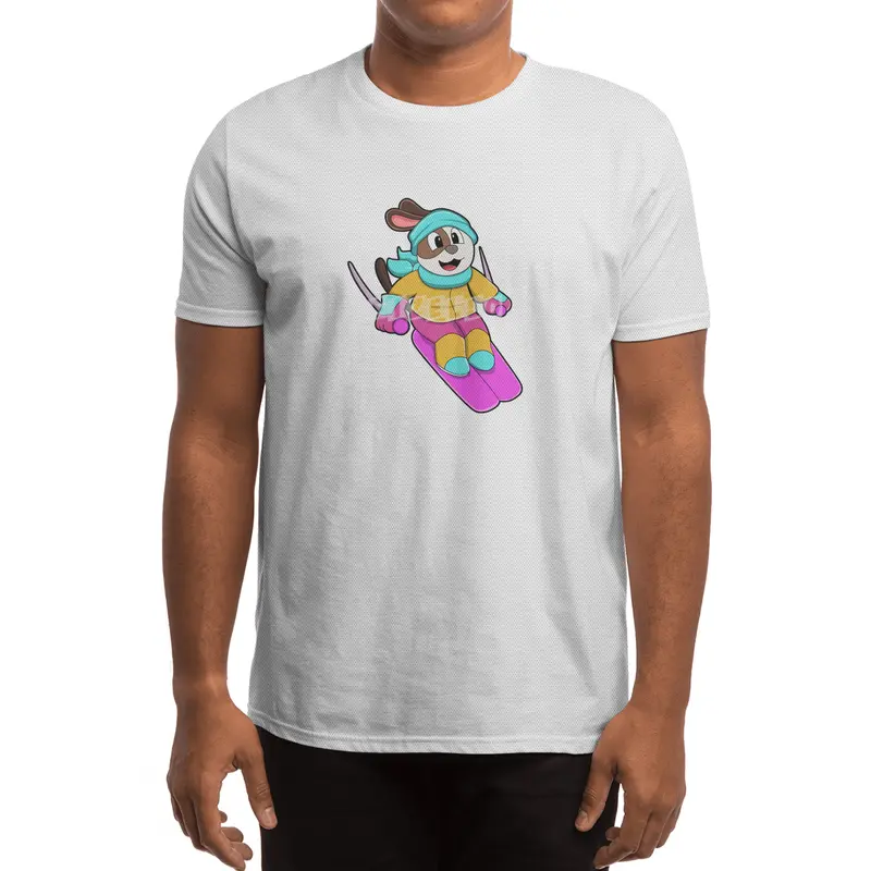 Dog as Skier with Ski & Scarf Spor T-Shirt