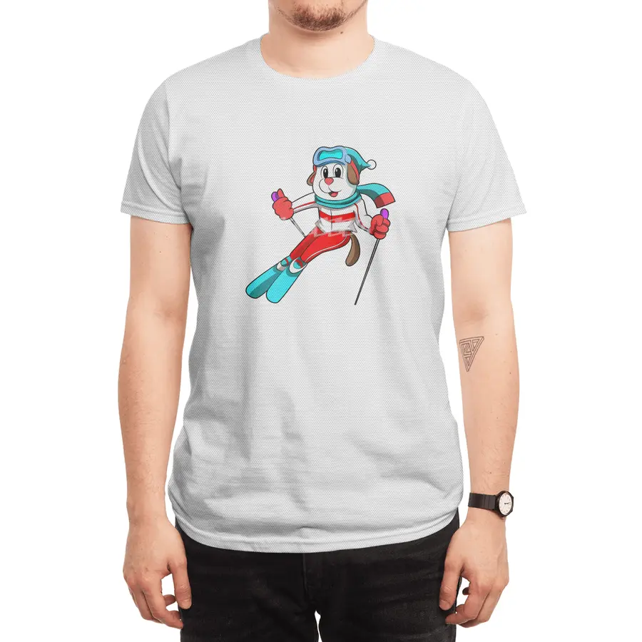 Dog as Skier with Skis Spor T-Shirt