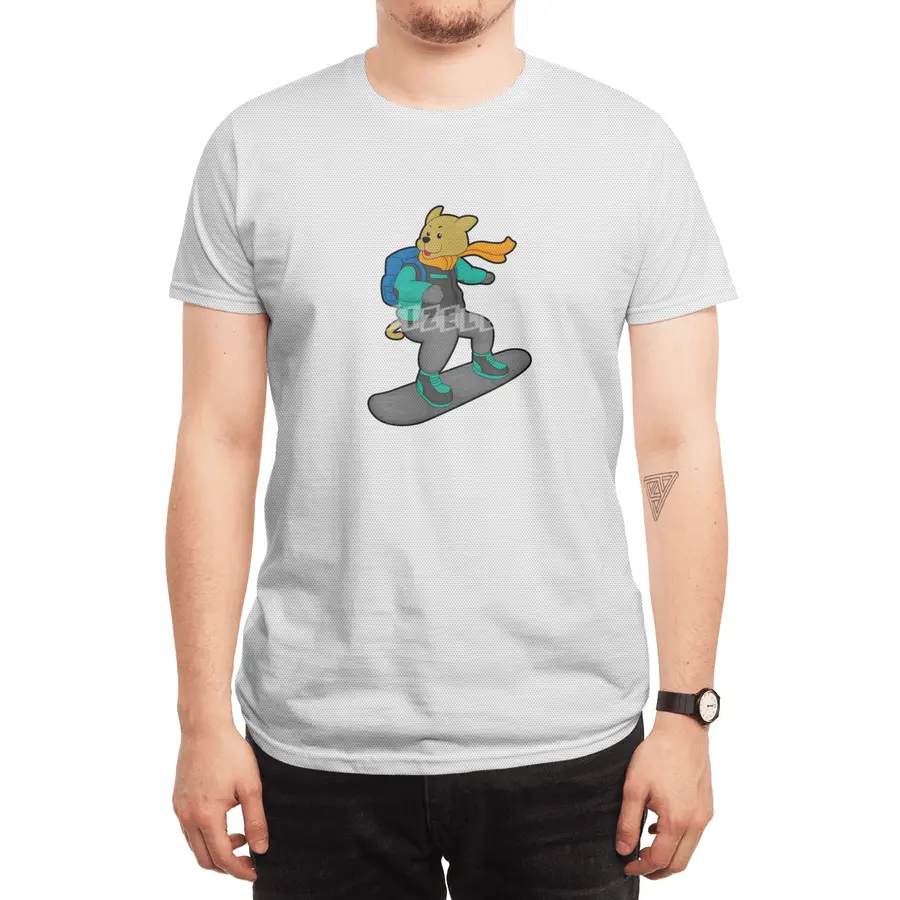 Dog as Snowboarder with Snowboard & Backpack Spor T-Shirt