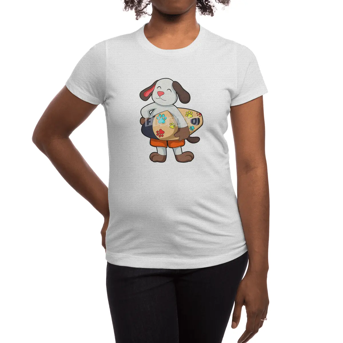 Dog as Surfer with Surfboard Spor T-Shirt