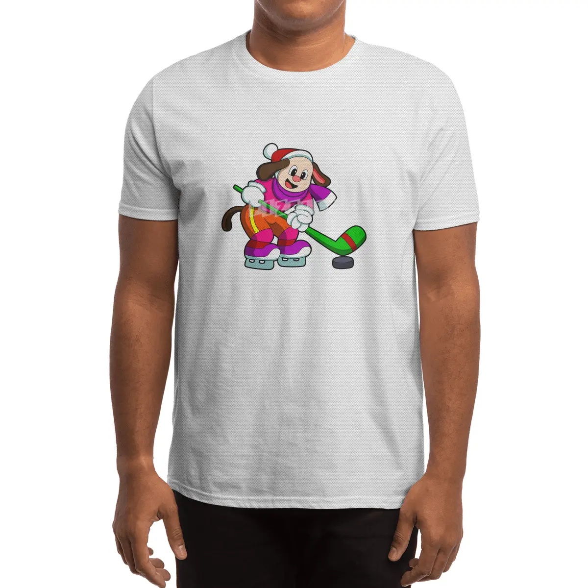 Dog at Ice hockey with Ice hockey stick & Puck Spor T-Shirt