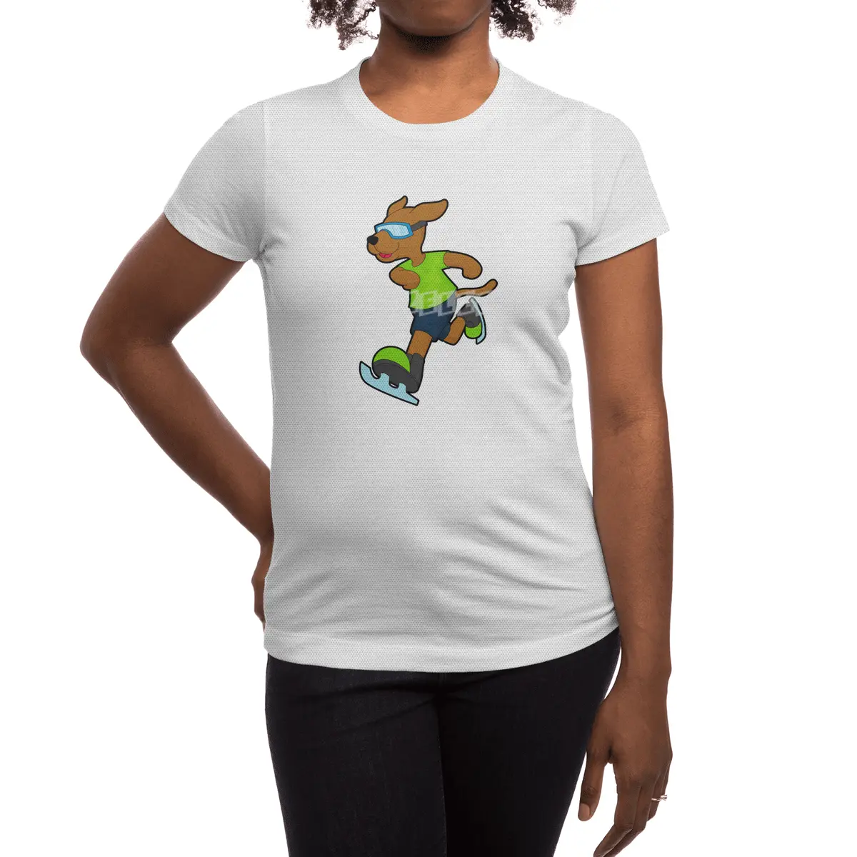 Dog at Ice skating with Goggles Spor T-Shirt
