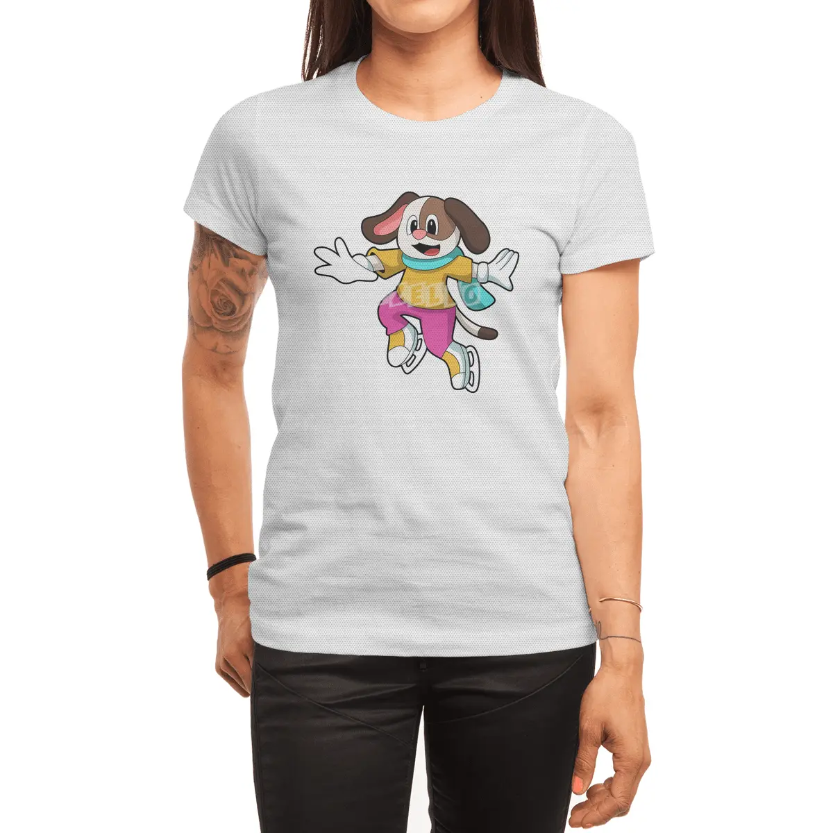 Dog at Ice skating with Ice skates Spor T-Shirt