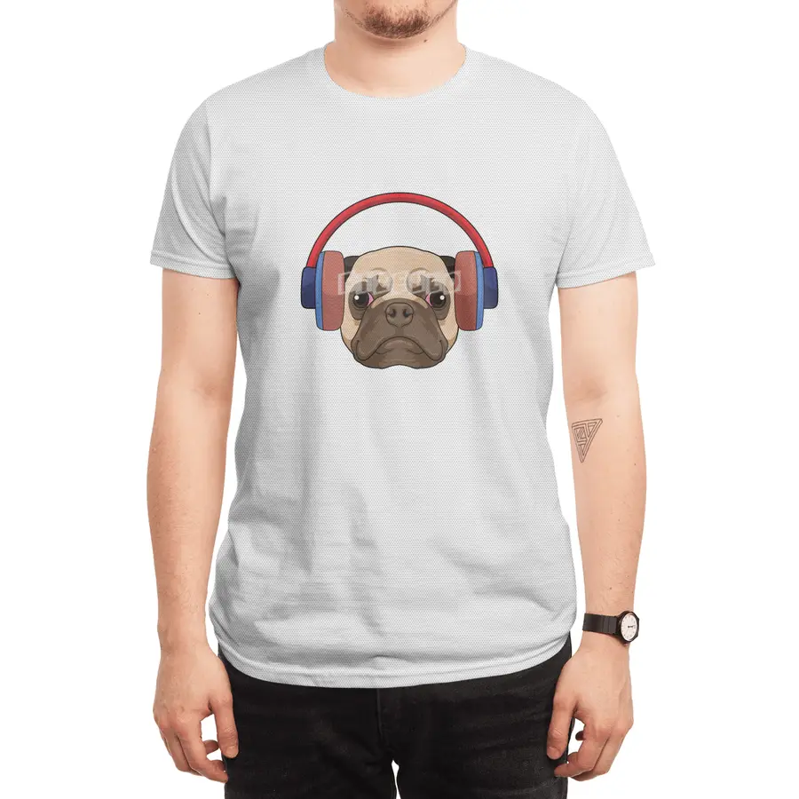 Dog at Music with Headphone Spor T-Shirt