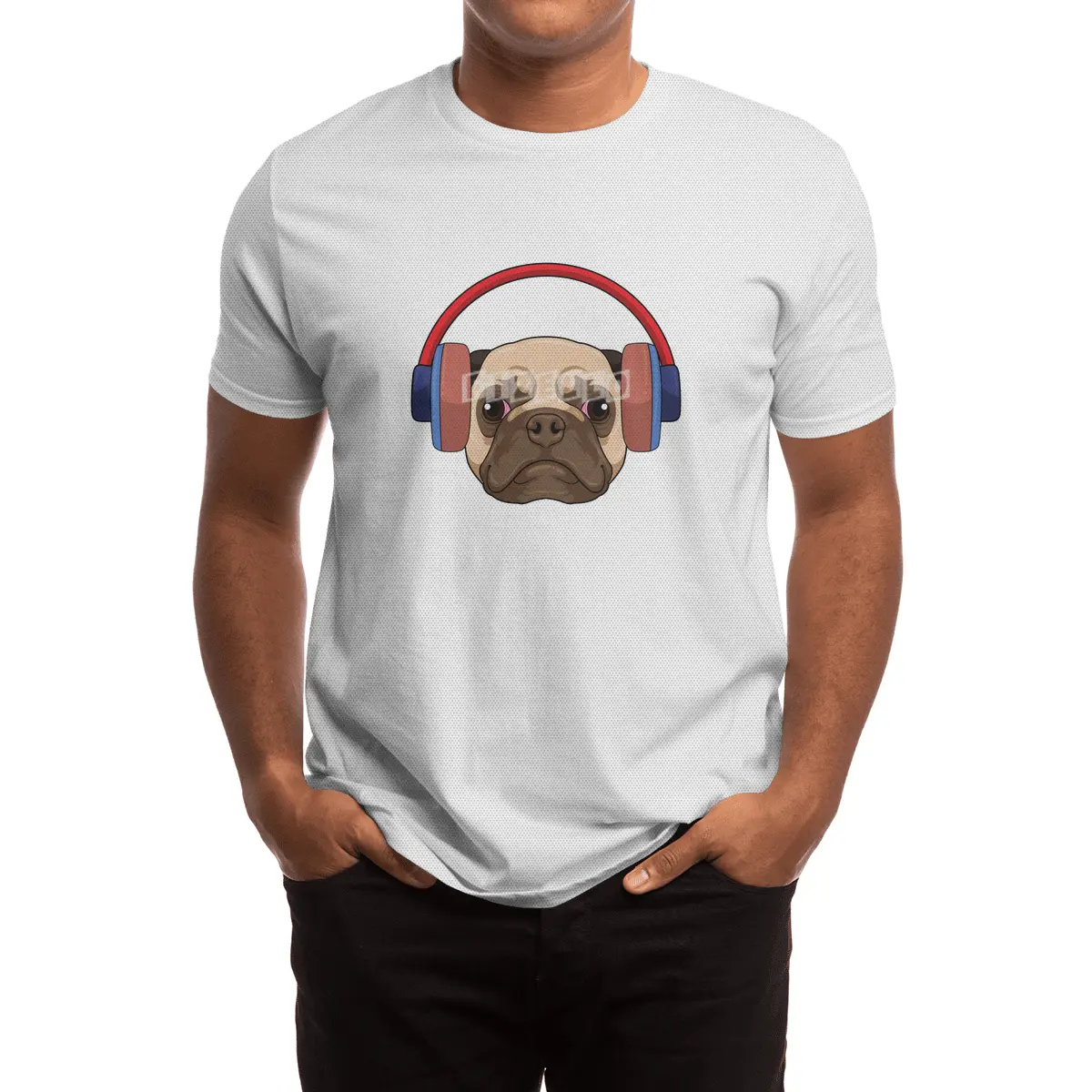 Dog at Music with Headphone Spor T-Shirt