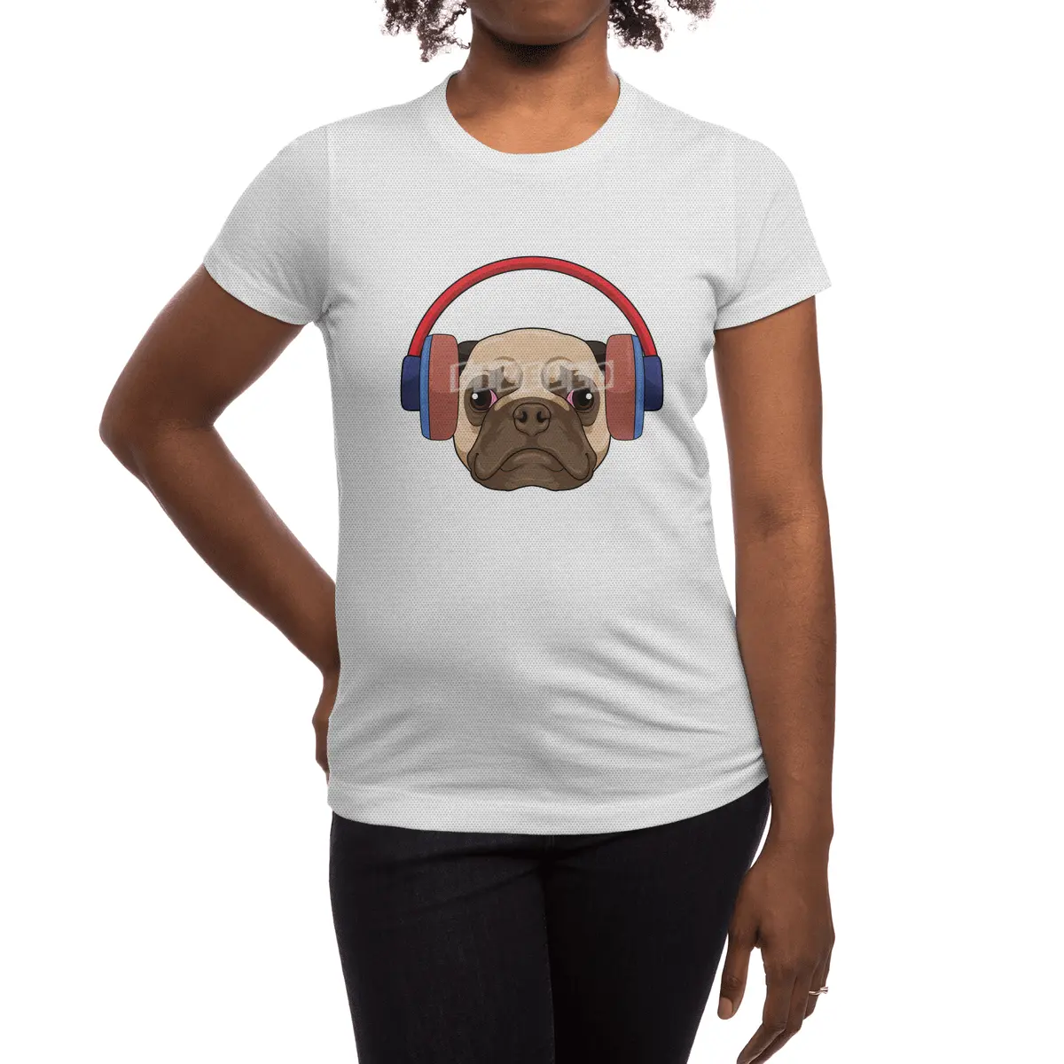 Dog at Music with Headphone Spor T-Shirt