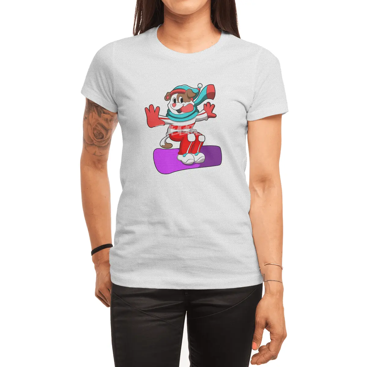 Dog at Snowboarding with Snowboard Spor T-Shirt