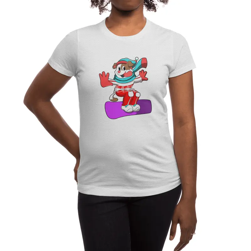 Dog at Snowboarding with Snowboard Spor T-Shirt