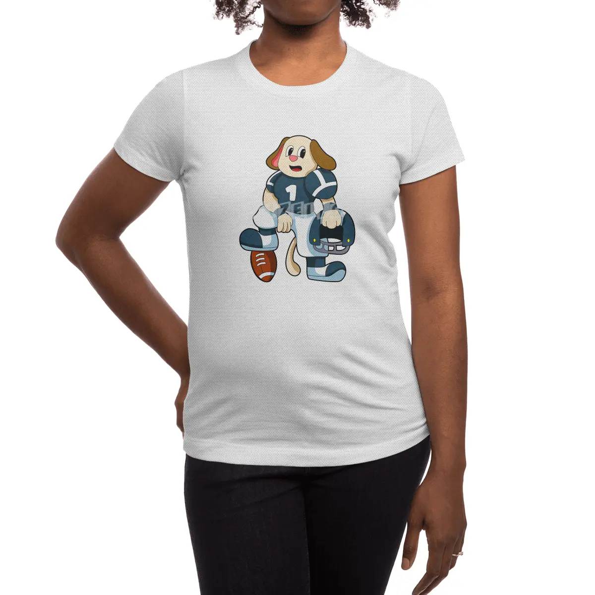 Dog at Sports with Football & Jersey Spor T-Shirt
