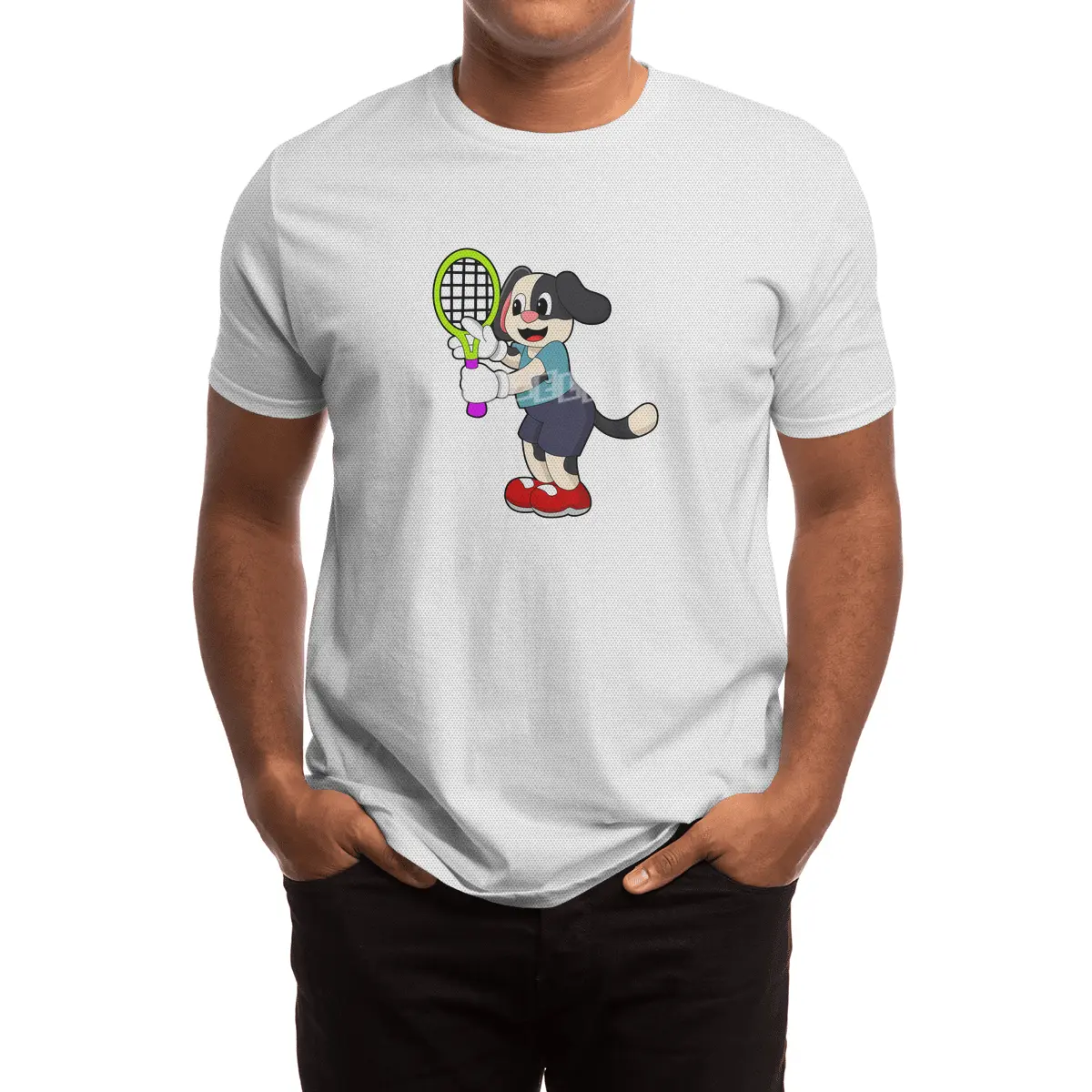 Dog at Tennis with Tennis racket Spor T-Shirt