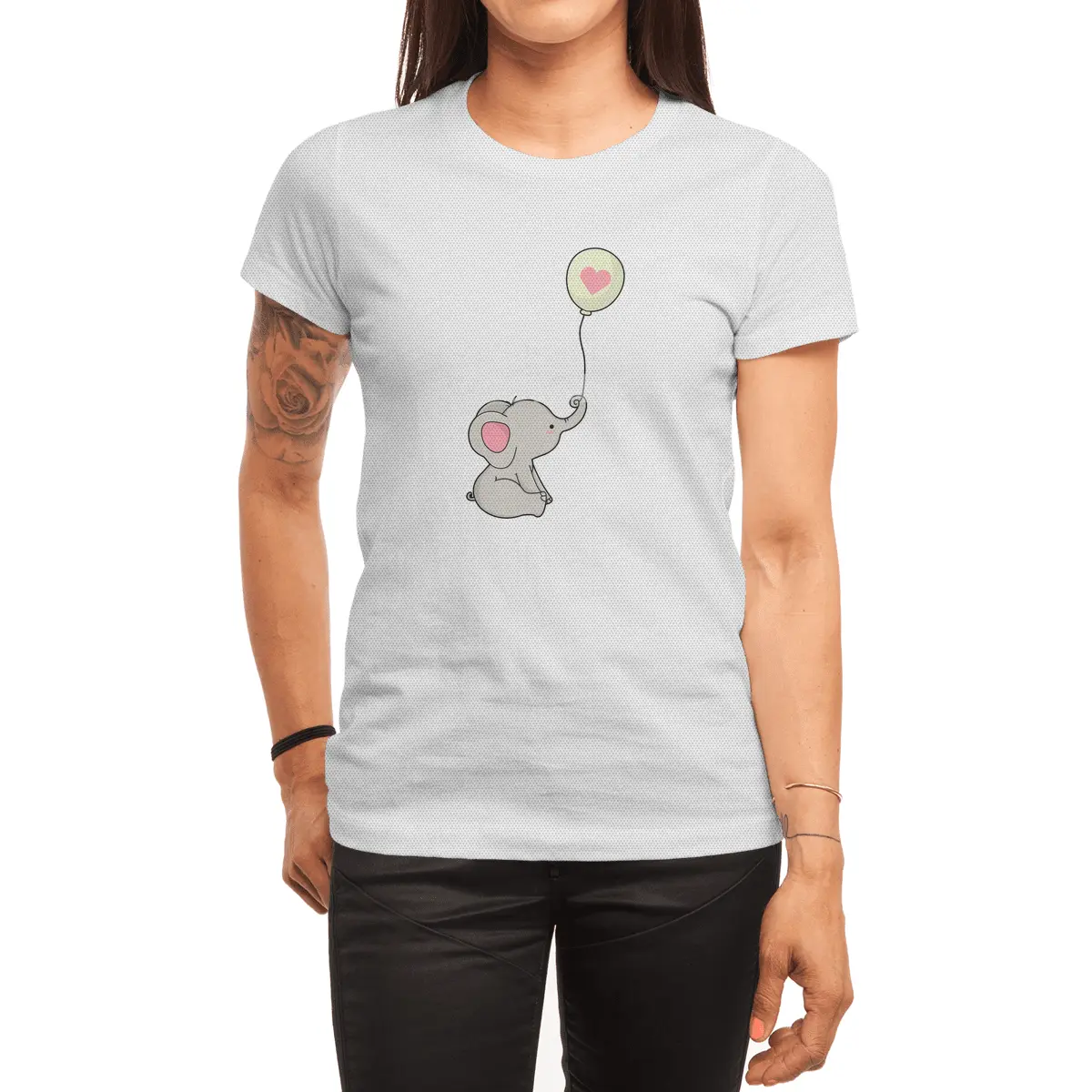 Elephant & Balloon with Heart Spor T-Shirt