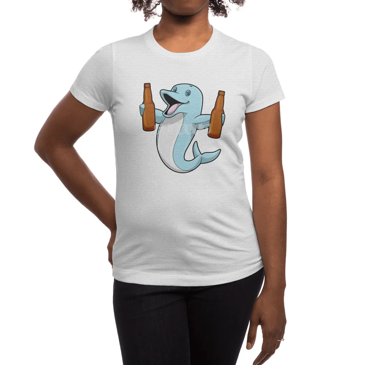 Dolphin with Bottles of Beer Spor T-Shirt