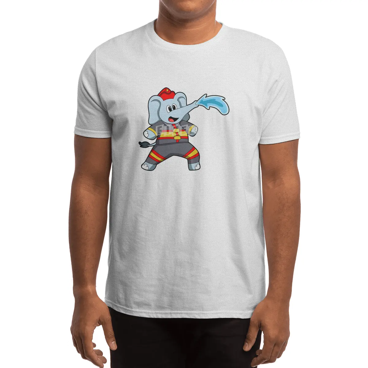 Elephant as Firefighter with Hose Spor T-Shirt