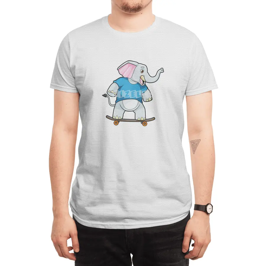Elephant as Skater with Skateboard Spor T-Shirt