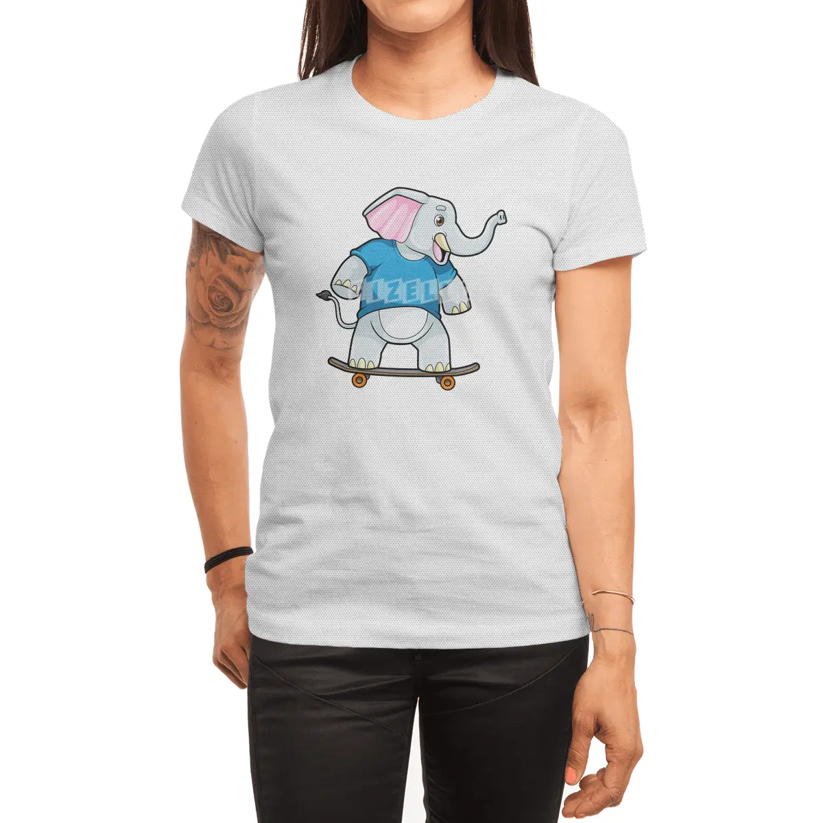 Elephant as Skater with Skateboard Spor T-Shirt