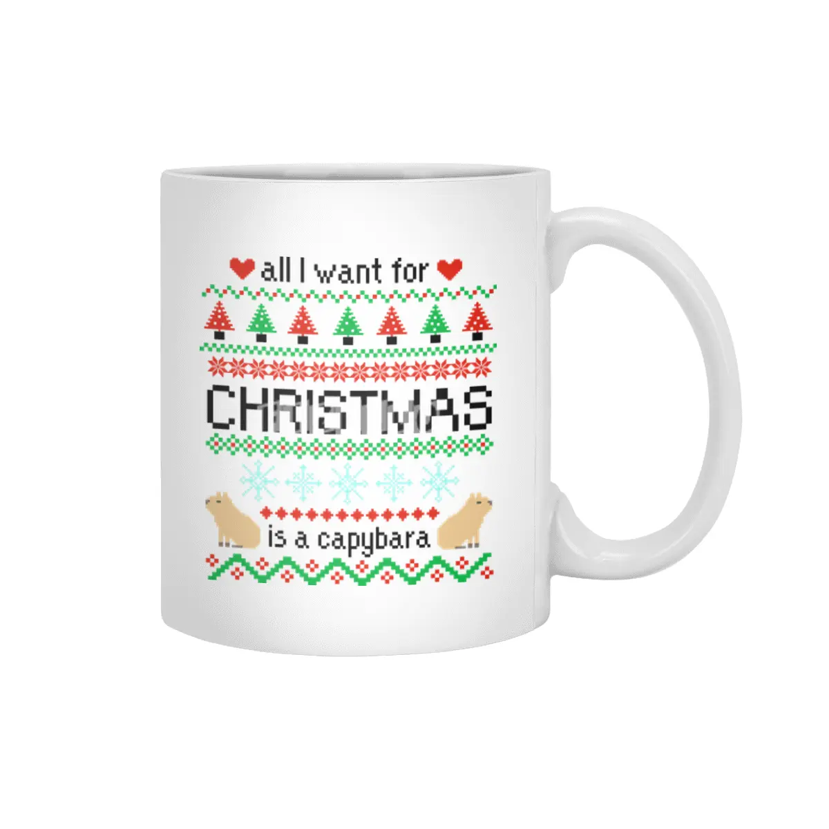All I Want for Christmas is a Capybara Ugly Sweater Beyaz Kupa
