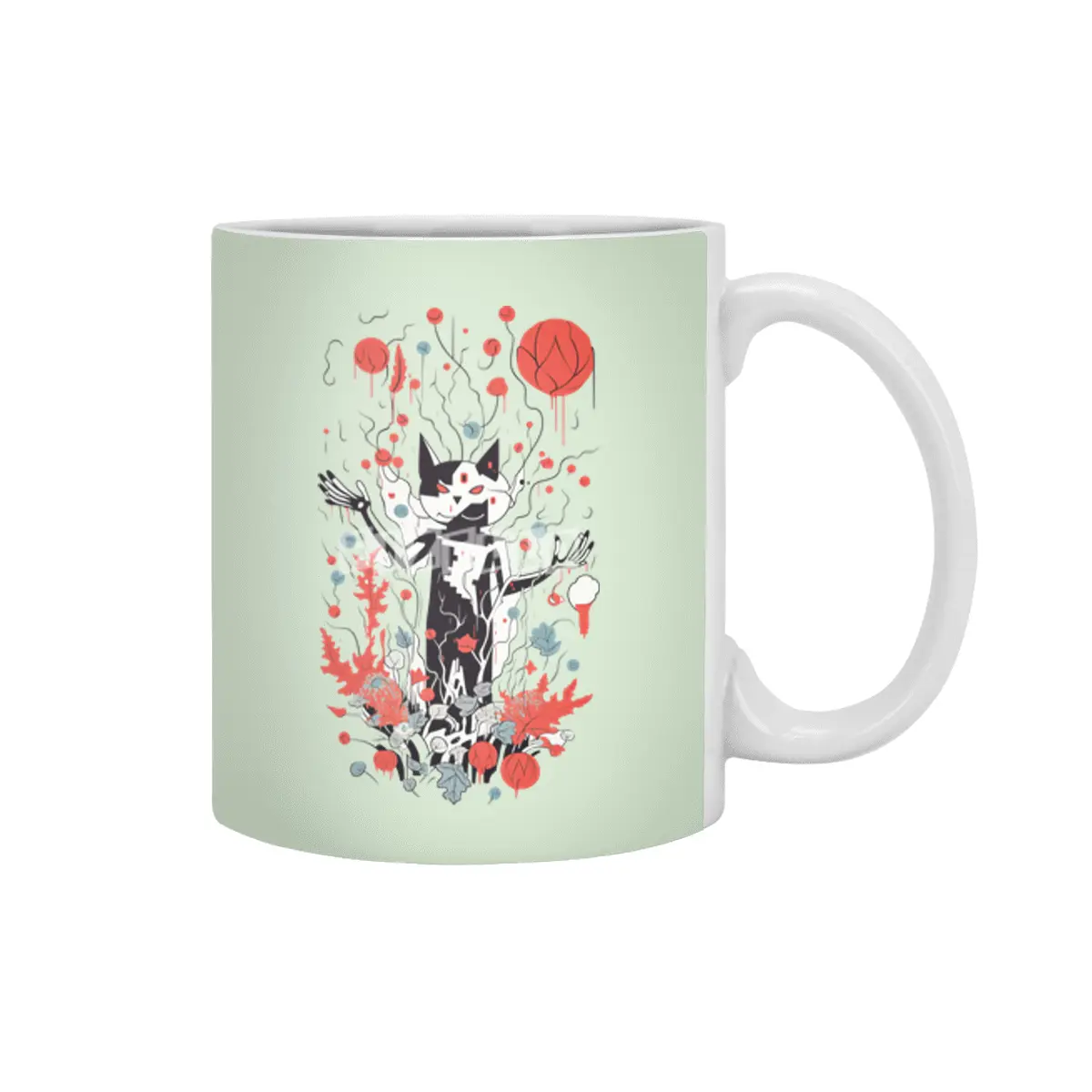 Abstract Cat Beyaz Kupa