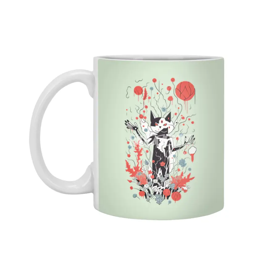 Abstract Cat Beyaz Kupa