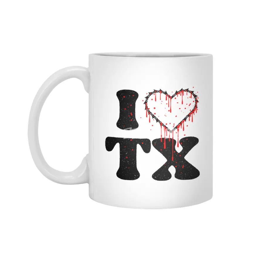 I love tx chainsaw heart Beyaz Kupa