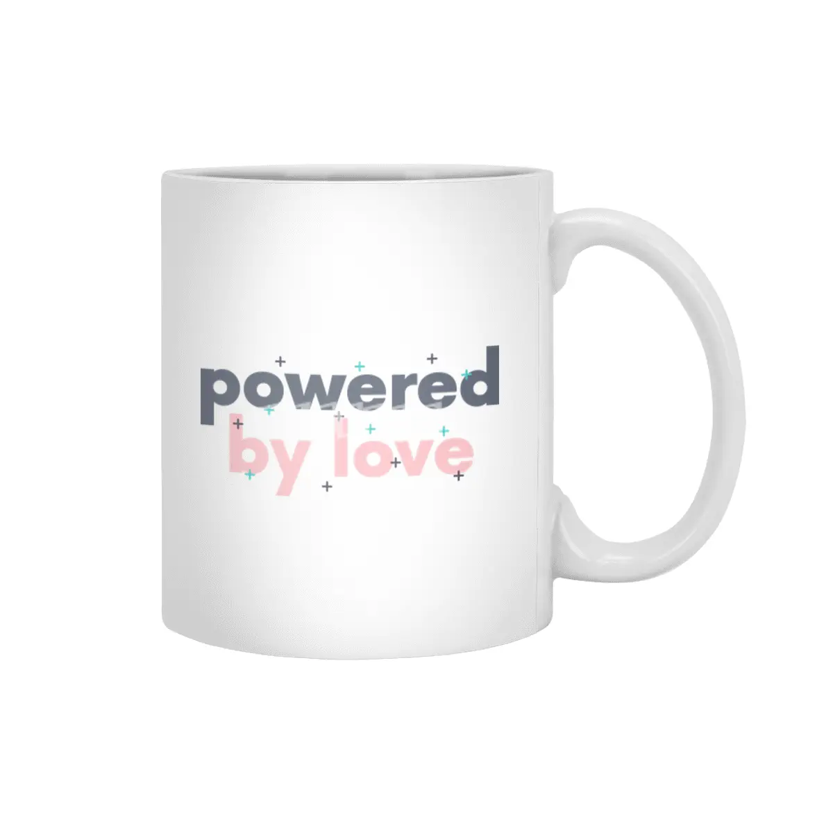 Yoga quotes Shirt Powered by love pink Beyaz Kupa