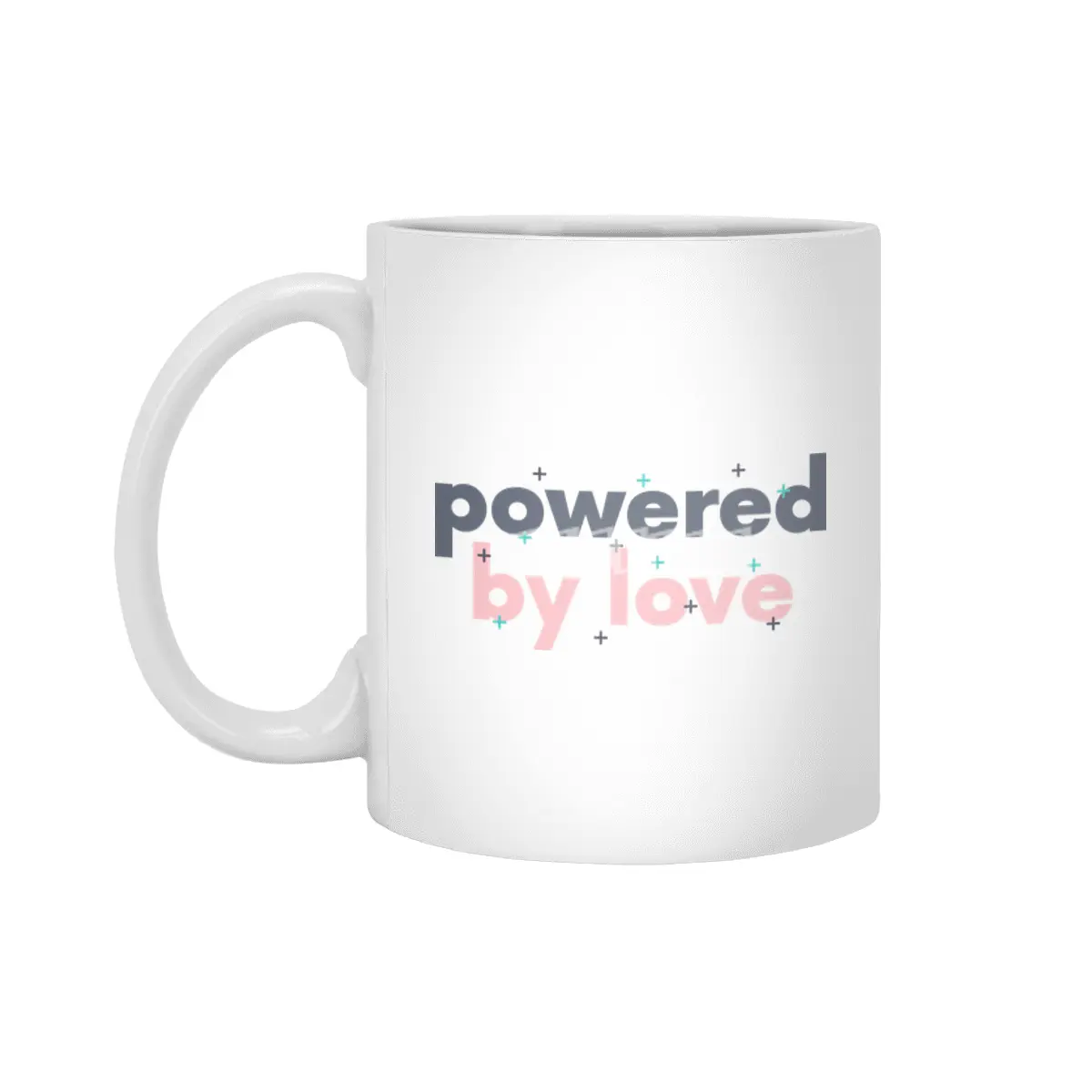 Yoga quotes Shirt Powered by love pink Beyaz Kupa