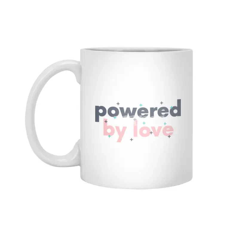 Yoga quotes Shirt Powered by love pink Beyaz Kupa
