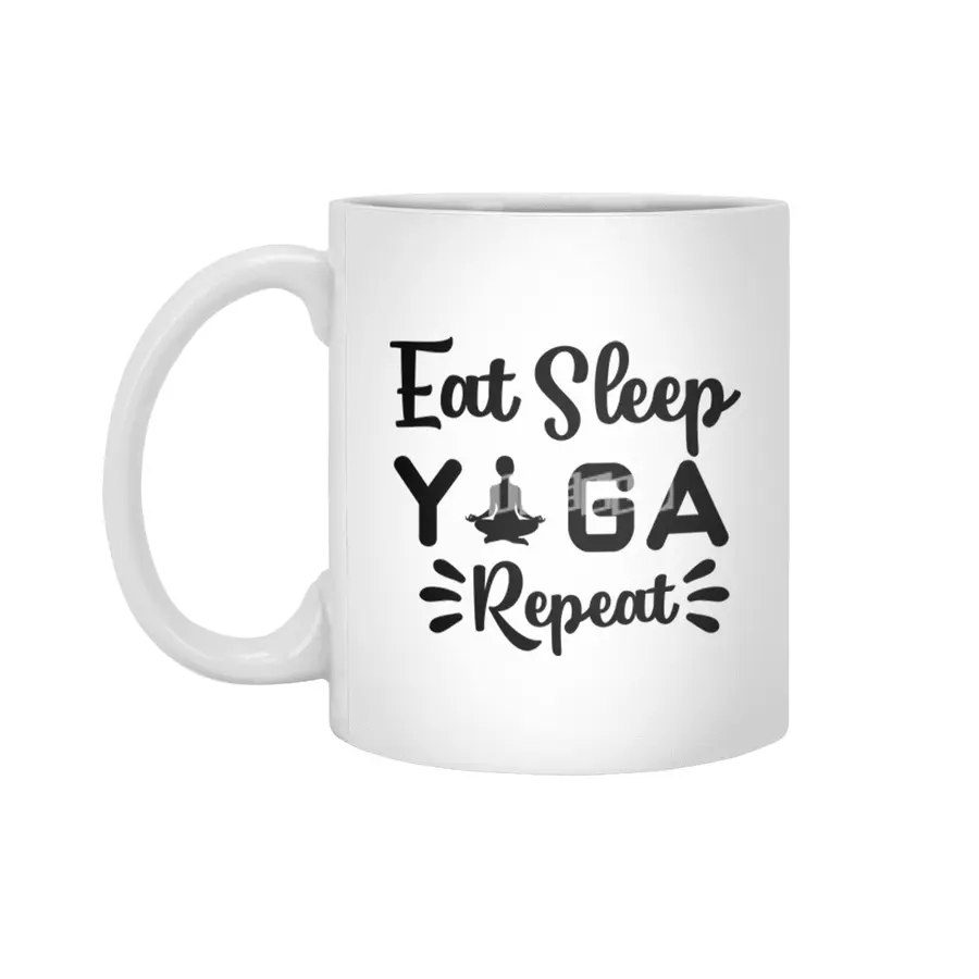 EAT, SLEEP, YOGA, REPEAT Beyaz Kupa