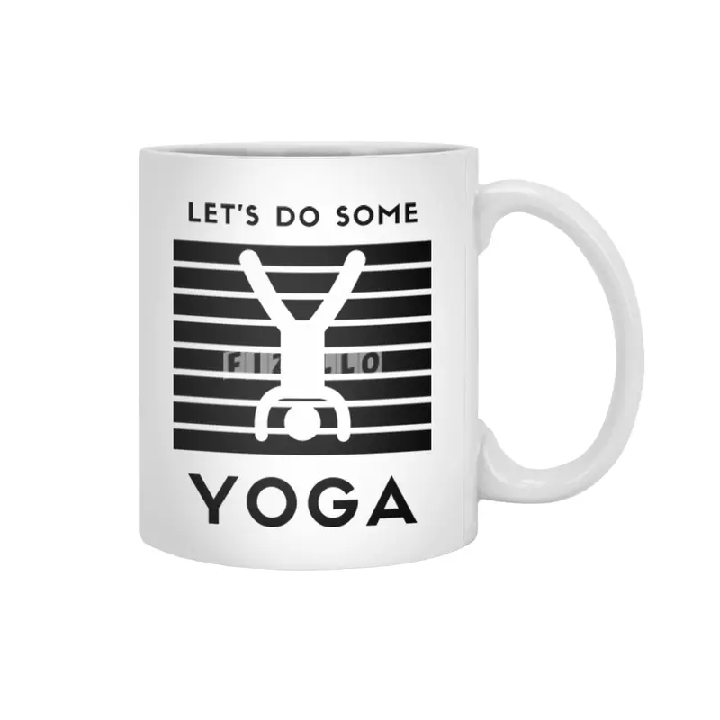 let’s do some yoga (black print) Beyaz Kupa