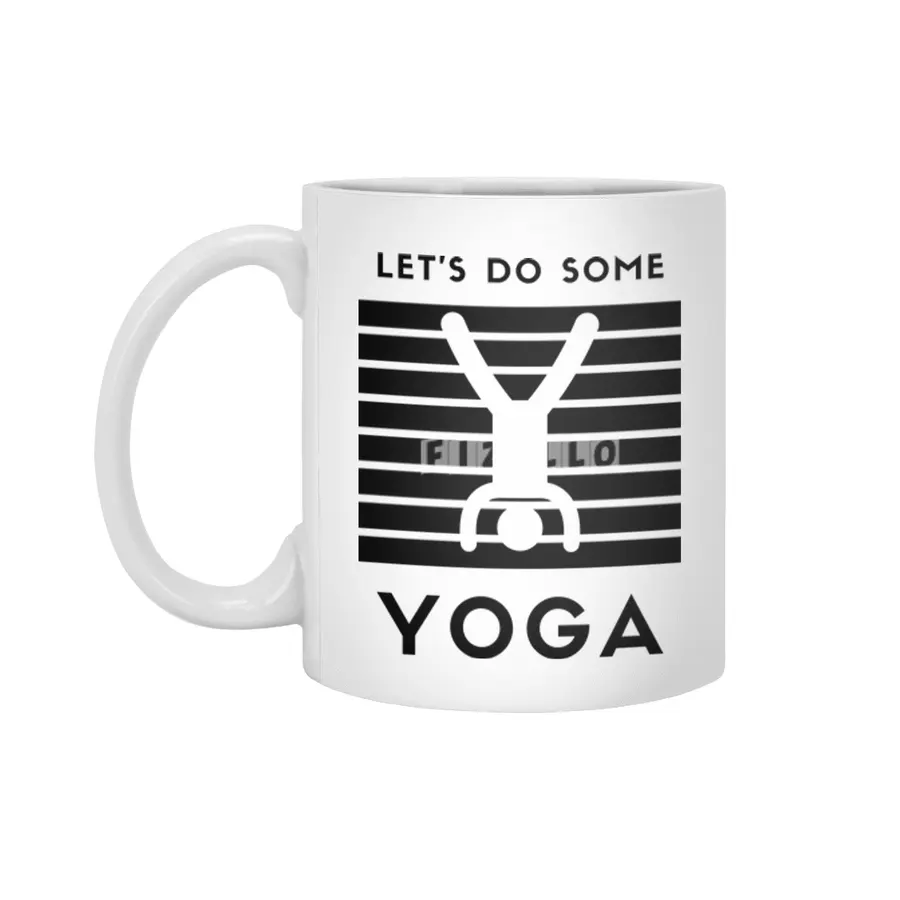 let’s do some yoga (black print) Beyaz Kupa