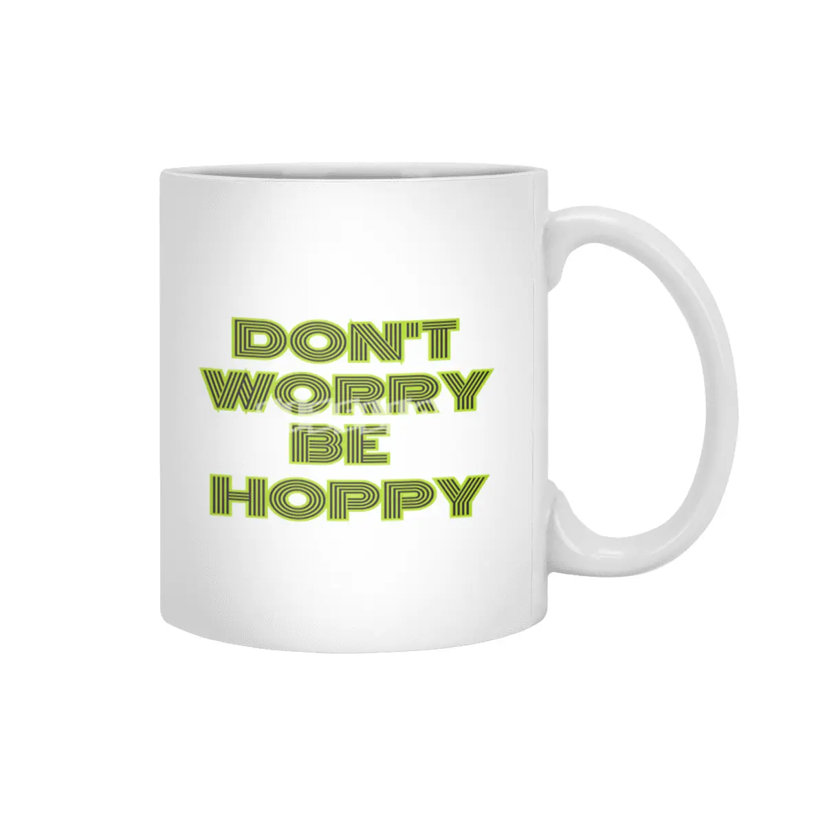dont worry he hoppy funny inspire gift Beyaz Kupa