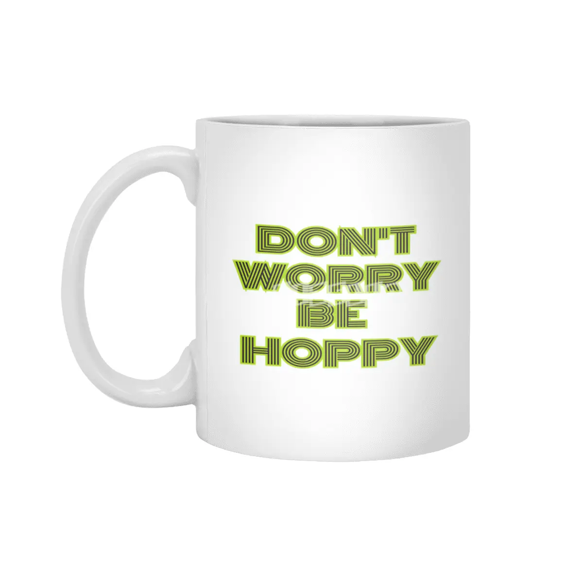 dont worry he hoppy funny inspire gift Beyaz Kupa