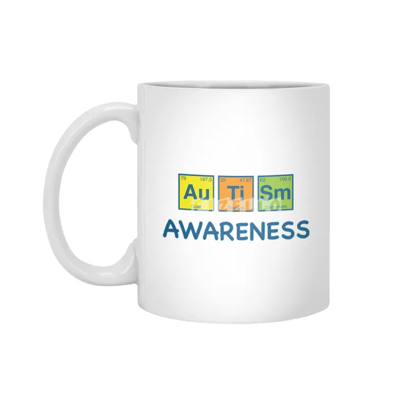 Autism Awareness Light Color Periodic Table Elements Theme for Teachers, Students and Parents Beyaz Kupa