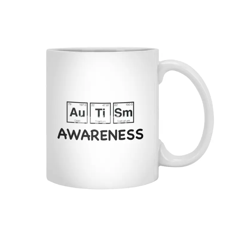 Autism Awareness Light Periodic Table Elements Theme for Teachers, Students and Parents Beyaz Kupa