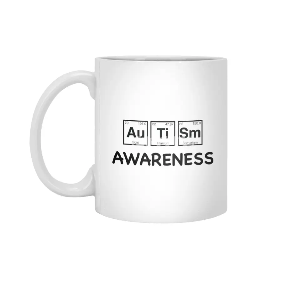 Autism Awareness Light Periodic Table Elements Theme for Teachers, Students and Parents Beyaz Kupa